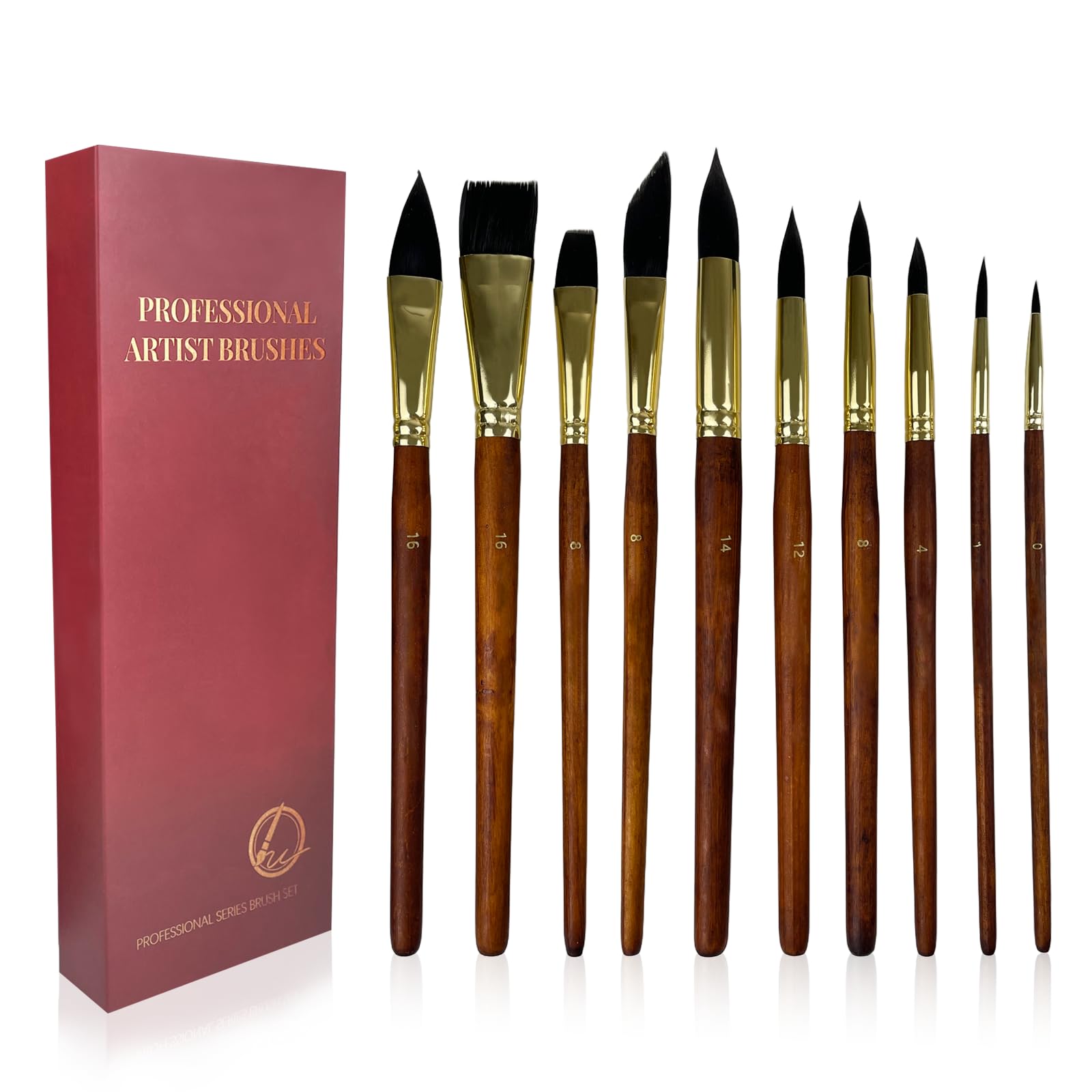 Pinceaux Peinture Professionnels 10 Pièces Grande Absorption pour Acrylique et Aquarelle Élégants Artistes